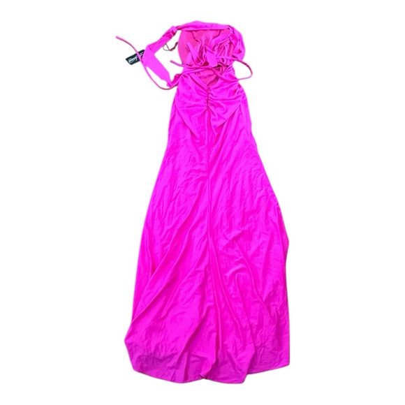 La Femme 28506 Pink Off the Shoulder Dress with Tie Back and Slit Size 6 NWT - Picture 6 of 11